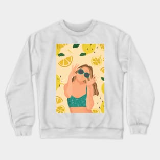 Tropical Summer Lemons Illustration Crewneck Sweatshirt